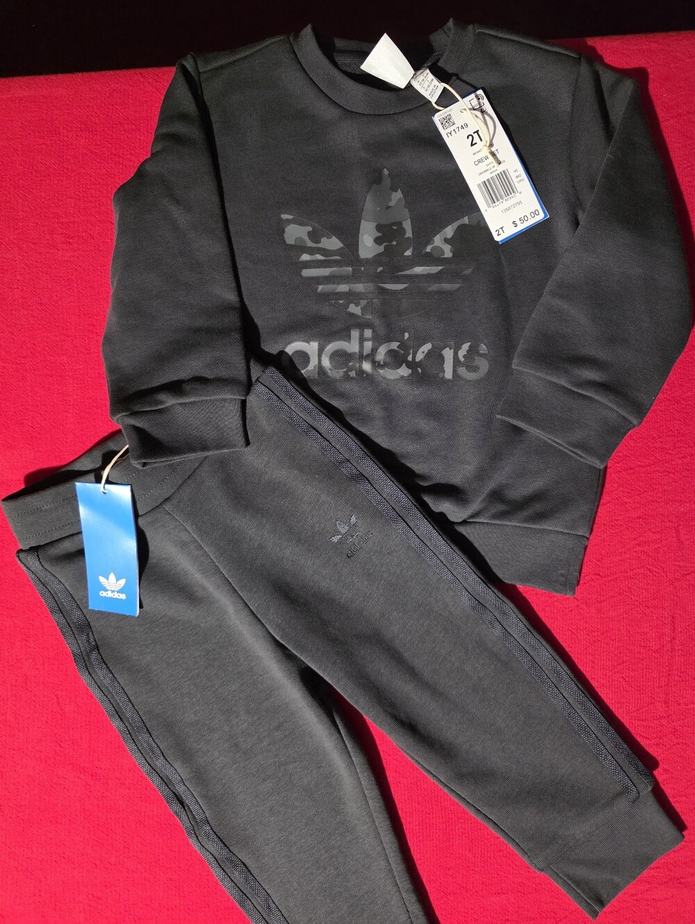 adidas Kids Black Logo Sweatshirt and Joggers Set